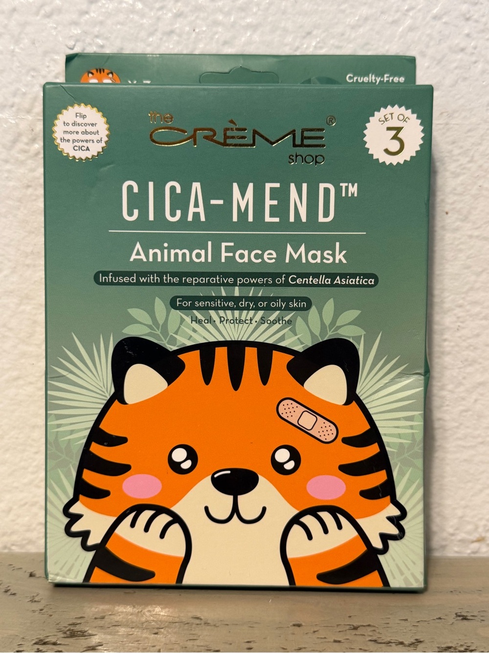The Crème Shop Cica-Mend Animal Face Mask — Orange Tiger Design (Set of 3)